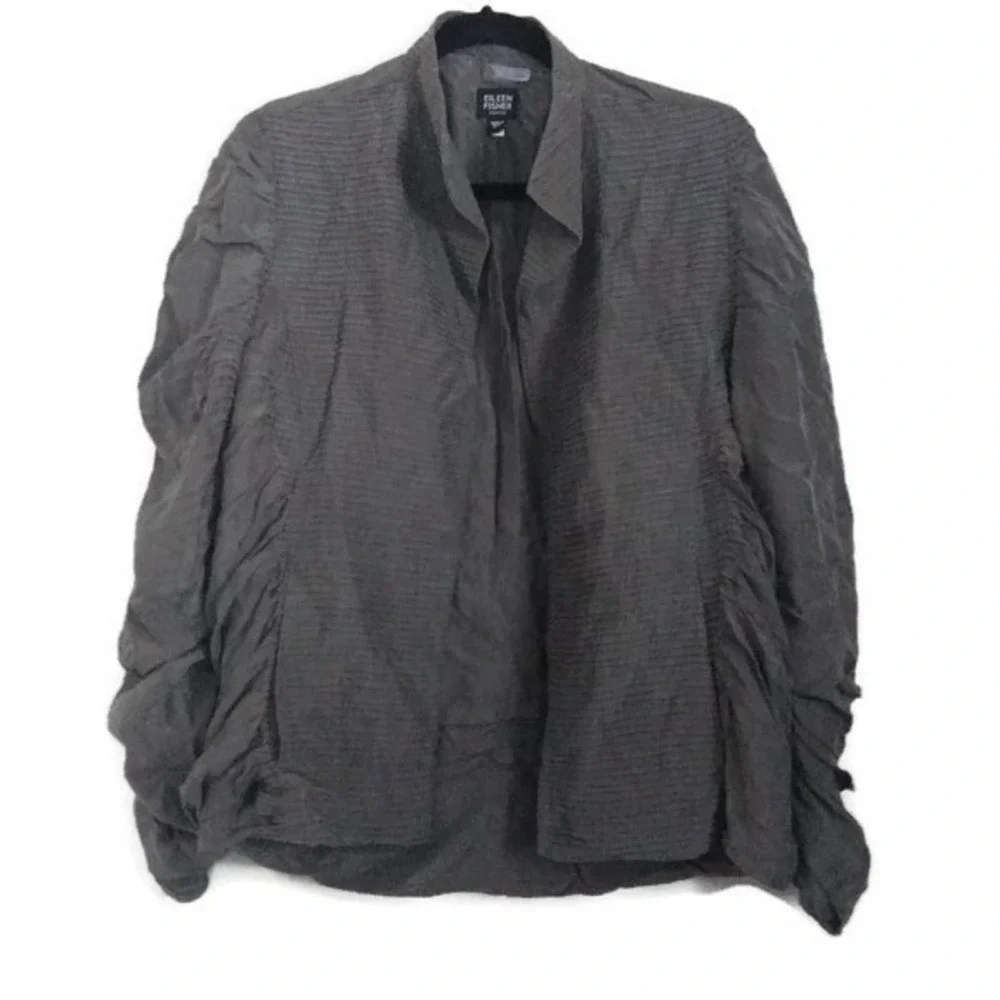 Eileen Fisher 100% Silk Open Front Cardigan - Picture 3 of 8